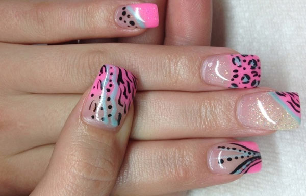 diseño uñas de gel leopardo