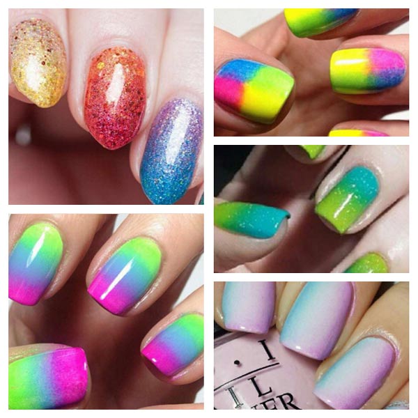 diseño de uñas con esponja colores