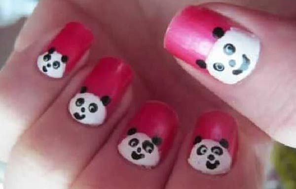 diseño uñas con animales osos panda